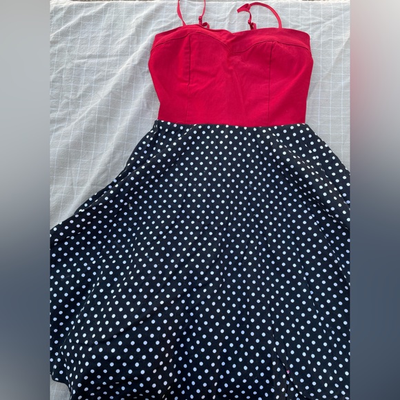 Forever brand Red and and black and white polka dot dress - Picture 2 of 3